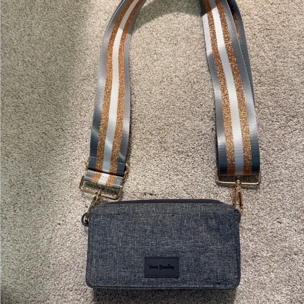Vera Bradley Denim Crossbody with Striped Strap